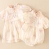 y560 - CNY Collections(Girls) _ Chinese Style Pink Plate Buckle Flower Romper & Dress - Image 1