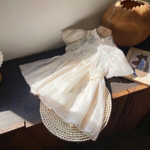 y574 - CNY Collections - Floral Puff Sleeve Dress - Image 1