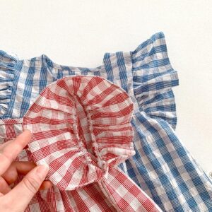 y721 - Cotton Thin Plaid Short Sleeve Shorts Set - Image 8