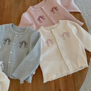 y720 - Embroidered Bow Long Sleeve Top - 图片 2