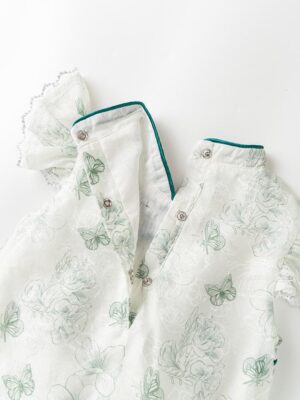 y702 - Chinese Style Flower & Butterfly Romper - 图片 3