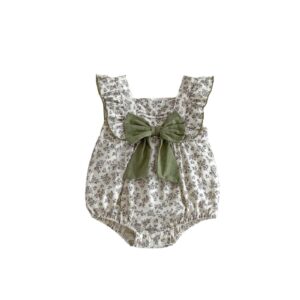 y491 – Flying Sleeves Ribbon Floral Romper - 图片 6