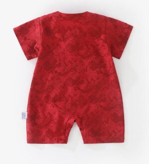 y551 - CNY Collections _ Chinese Style Red Style Dragon Embroidery Short Sleeves Jumper - 图片 3