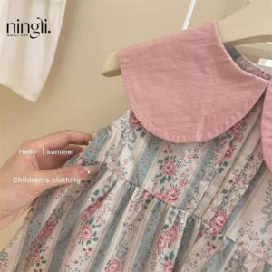 y709 - Peter Pan Collar Sleeveless Floral Dress - 图片 4