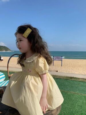 y705 - Embroidered Duck Puff Sleeve Princess Dress - Image 7