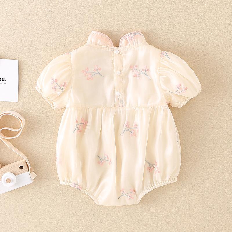 y560 - CNY Collections(Girls) _ Chinese Style Pink Plate Buckle Flower Romper & Dress - Image 5