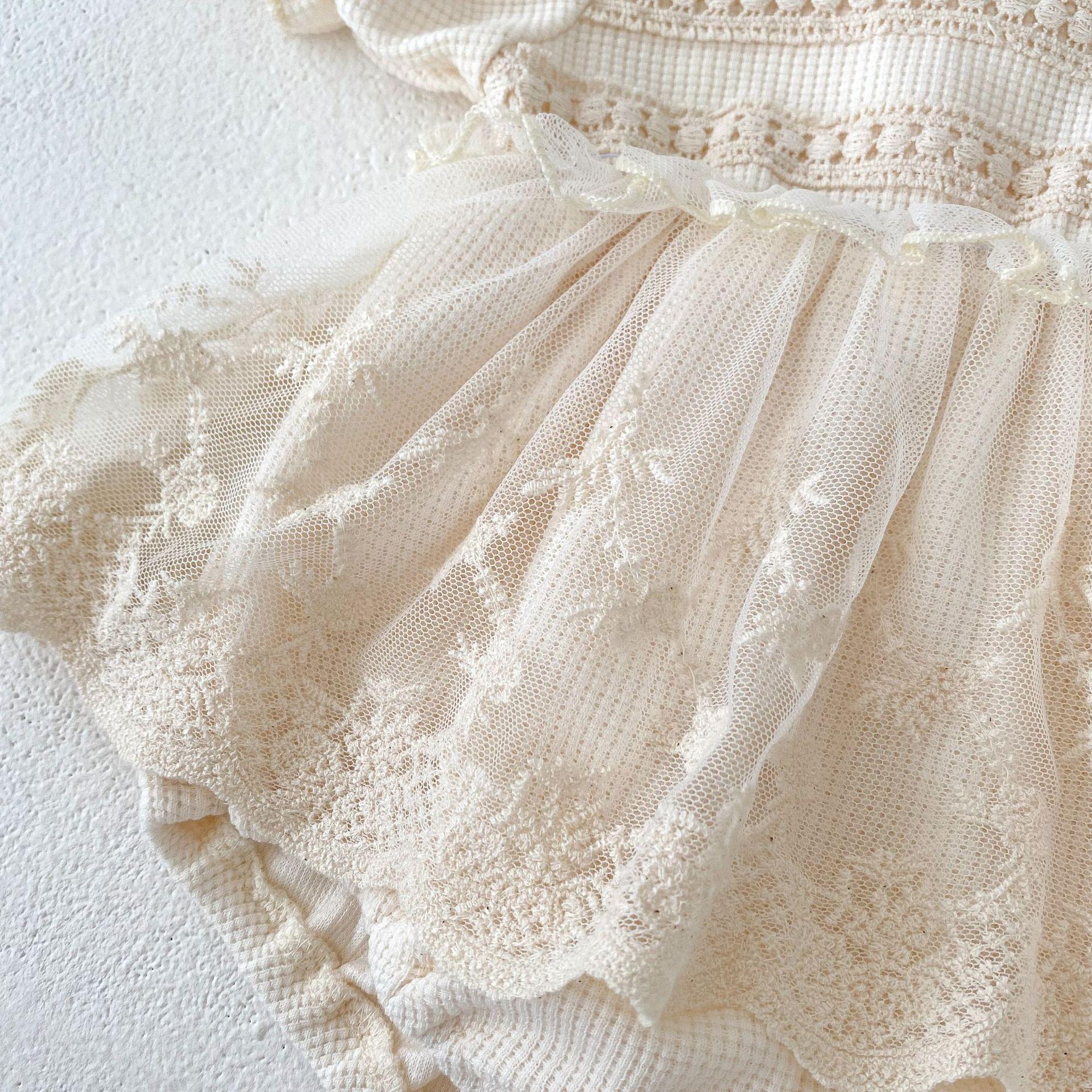y733 - Waffle Lace Short-Sleeved Romper - Image 11