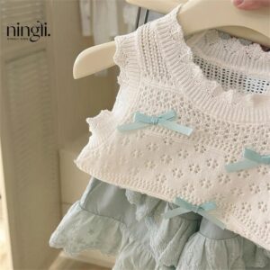 y727 - Sleeveless Hollow Vest Tankless Shirt Lace Culottes - 图片 4