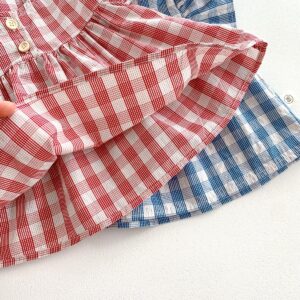 y721 - Cotton Thin Plaid Short Sleeve Shorts Set - Image 9