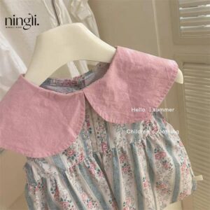 y709 - Peter Pan Collar Sleeveless Floral Dress - 图片 3