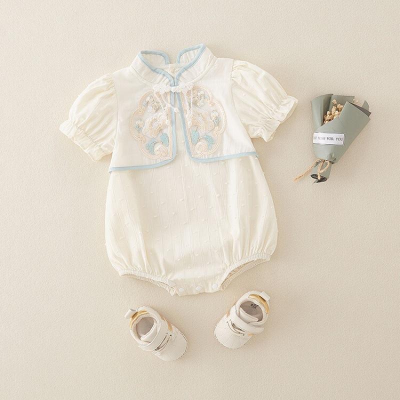 y573 - CNY Collections _ Chinese Style Peony Puff Sleeves Romper - Image 2