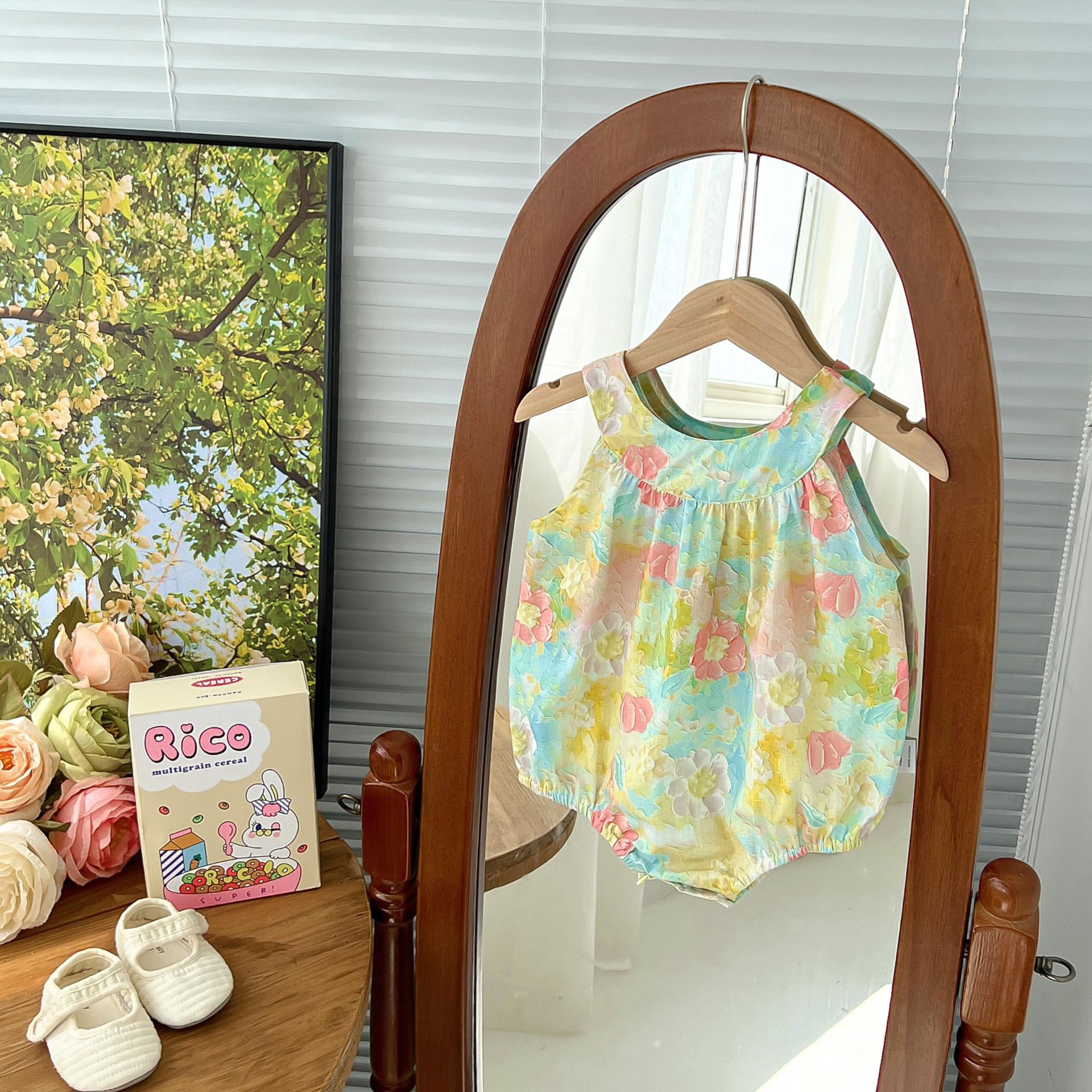 y485 - Colorful Flower Printing Romper & Dress - 图片 3