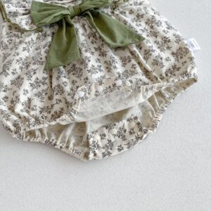 y491 – Flying Sleeves Ribbon Floral Romper - 图片 5