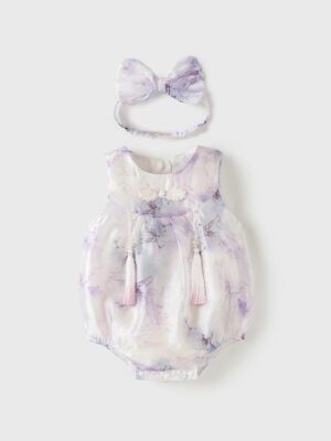 y699 - CNY Collections _ Chinese Style Purple Sleeveless Romper With Headband - 图片 1