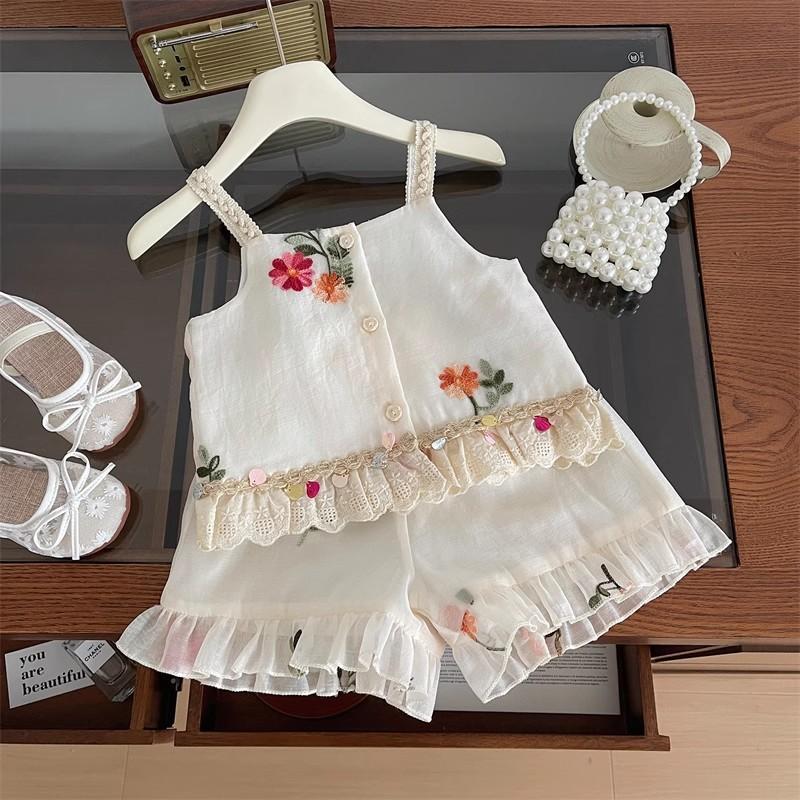 y715 - Embroidered Net Flower Suspender Set - Image 5