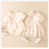 y560 - CNY Collections(Girls) _ Chinese Style Pink Plate Buckle Flower Romper & Dress - Image 2