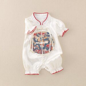 y676 - CNY Collections _ Chinese Style Dragon Jumpsuit Embroidery Puff Sleeves Jumper - 图片 2