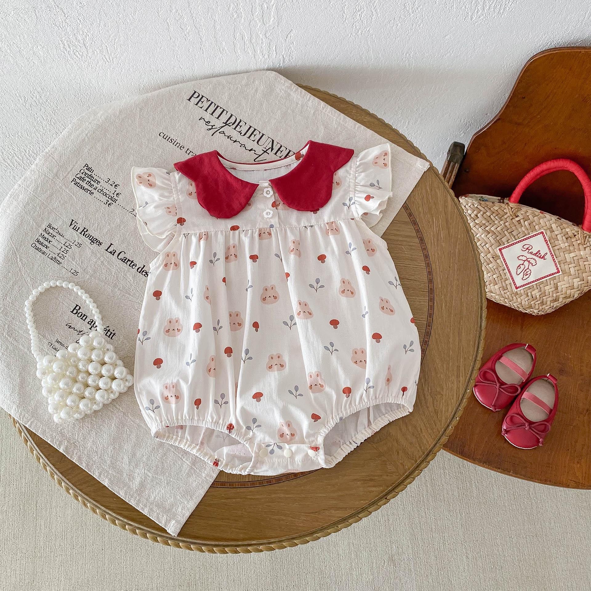 y487 - Rabbit & Mushroom Flying Sleeves Romper - Image 1