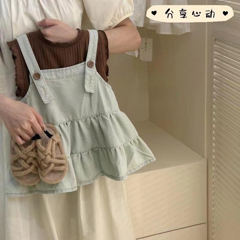 y718 - Korean Style Denim Suspender Skirt - Image 4