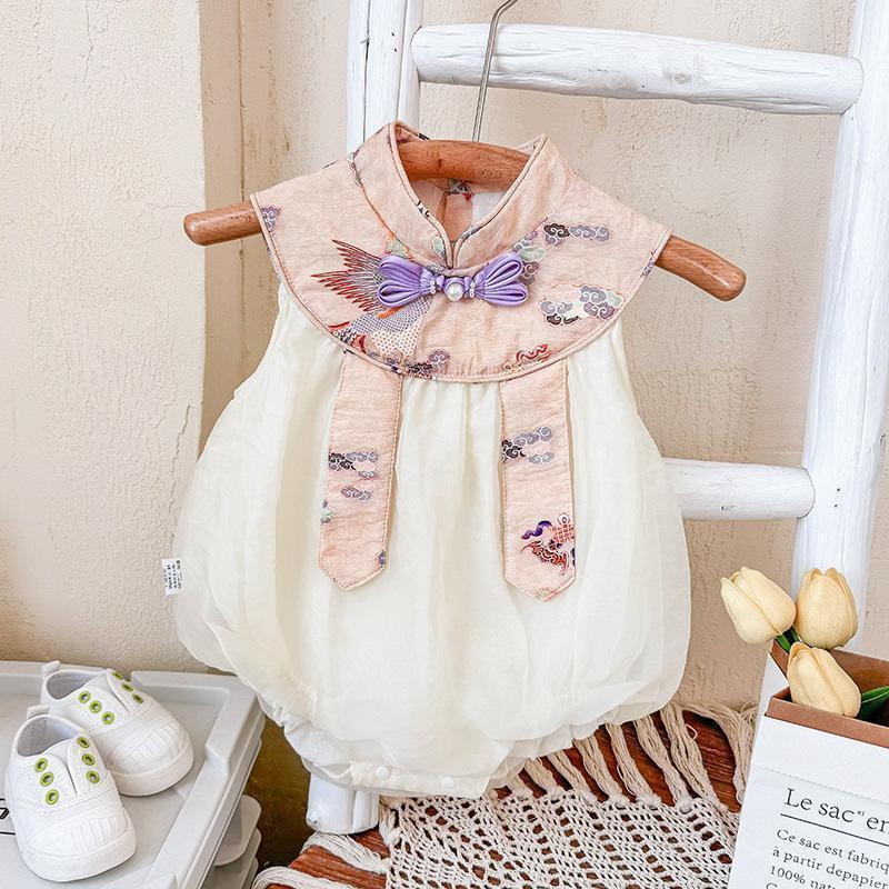 y557 - CNY Collections _ Chinese Style Purple Ribbon Sleeveless Romper - 图片 1