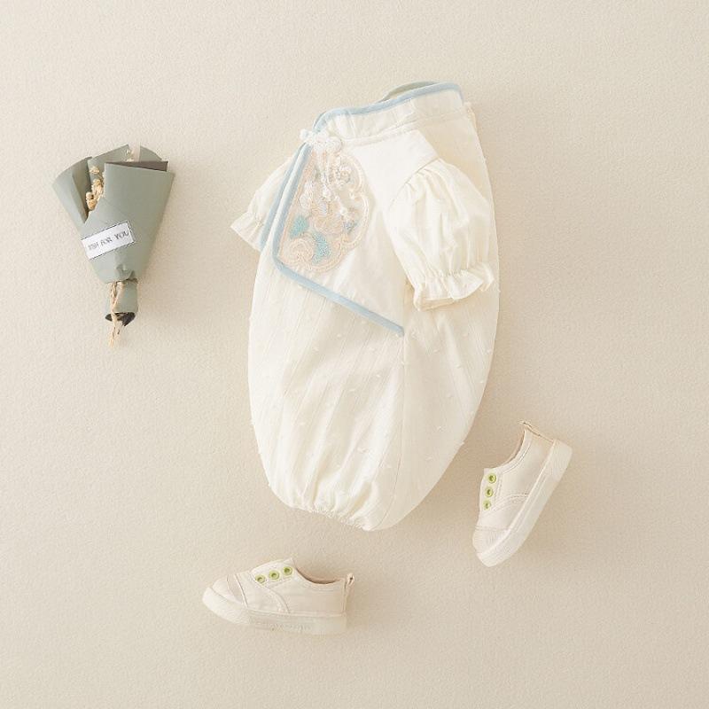 y573 - CNY Collections _ Chinese Style Peony Puff Sleeves Romper - Image 3