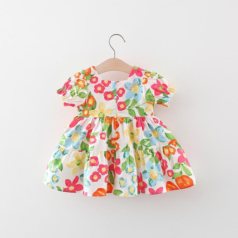 y542 - Summer Flowers Short Sleeves Dress With Bag - Image 2