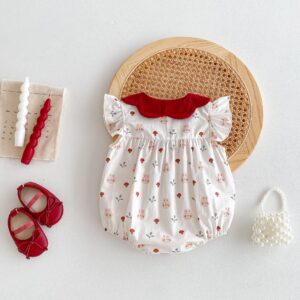 y487 - Rabbit & Mushroom Flying Sleeves Romper - 图片 4