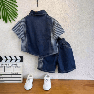 y528 - Denim Short Sleeve Set - 图片 7