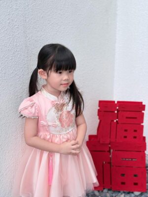 y757 - CNY Collections _ Chinese Style Pearl Sleeves Mesh Dress - Image 12
