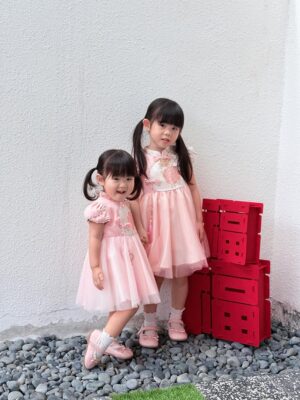 y757 - CNY Collections _ Chinese Style Pearl Sleeves Mesh Dress - Image 7