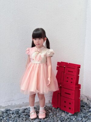 y757 - CNY Collections _ Chinese Style Pearl Sleeves Mesh Dress - Image 10