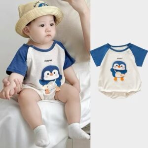 y768-Blue Penguin Romper - 图片 1