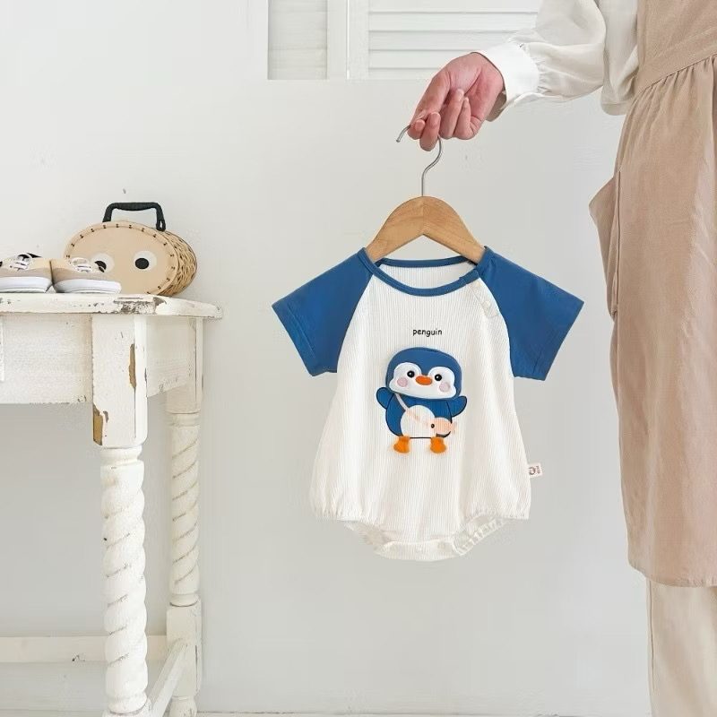 y768-Blue Penguin Romper - Image 2