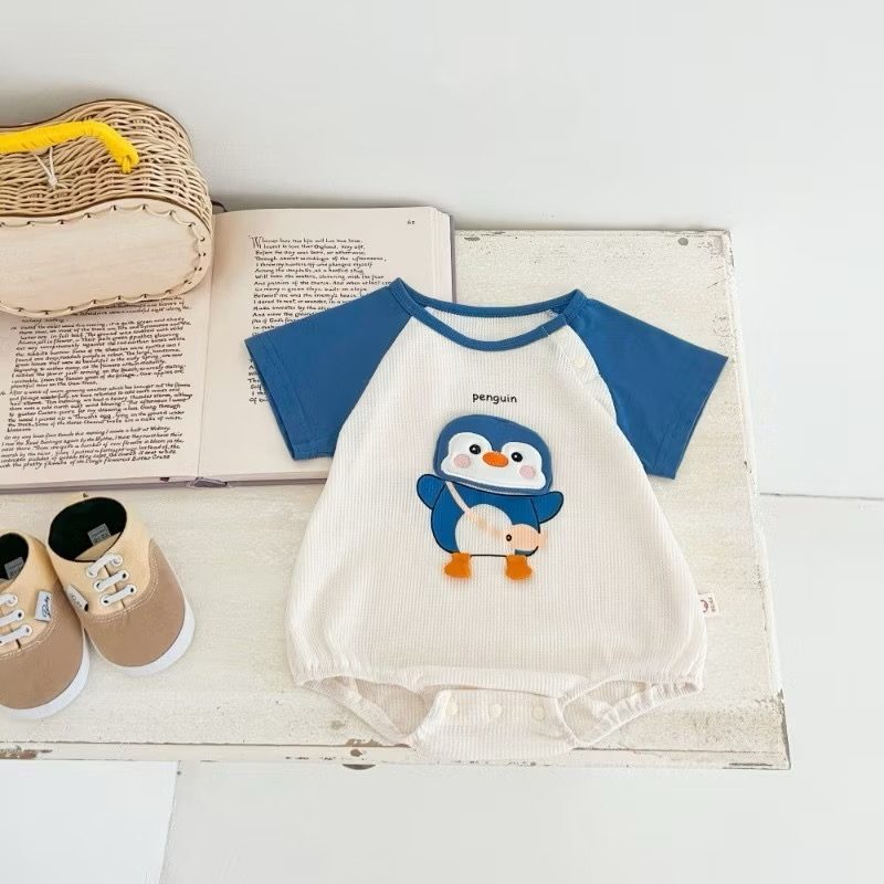 y768-Blue Penguin Romper - Image 3