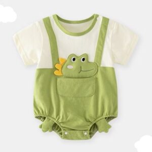y771- Light Green Dinosaur Romper - 图片 2