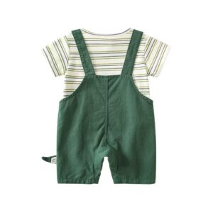 y772-Dark Green Dinosaur Stripe Pattern Jumper - 图片 3