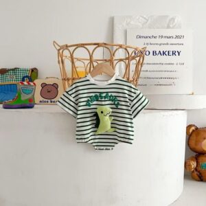 y773- 3D Dinosaur stripe Romper - 图片 2