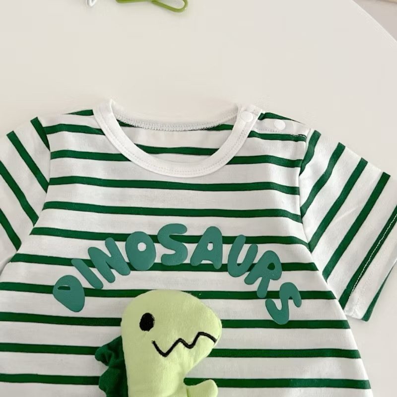 y773- 3D Dinosaur stripe Romper - Image 4