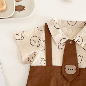 y775-Cute Brown Bear Short Sleeved Romper - 图片 4