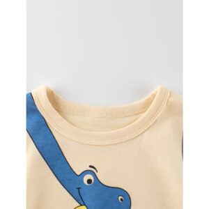y786 - Cartoon Blue Dinosaur with small Dinosaur T- shirt - 图片 3