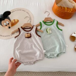 y791 - 3D Lion Doll Striped Romper - 图片 2
