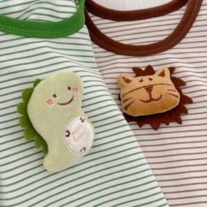 y791 - 3D Lion Doll Striped Romper - 图片 5