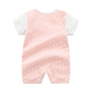 y807 - Pink With White Dot Pattern Baby Romper - 图片 3