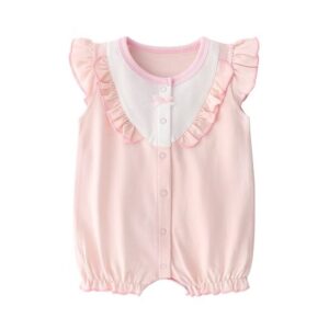 y814 - Pink Ribbon Baby Jumpsuit - 图片 1