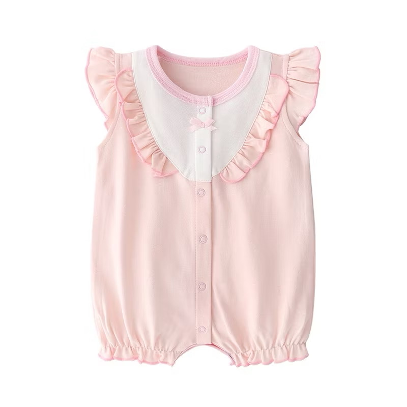 y814 - Pink Ribbon Baby Jumpsuit - Image 1