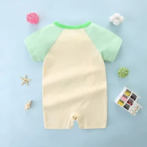 y804 - Green Dinosaur Short Sleeves Jumpsuit - Image 5
