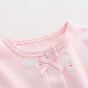 y794 - Pink Base With Little Swam Baby Jumpsuit - 图片 3
