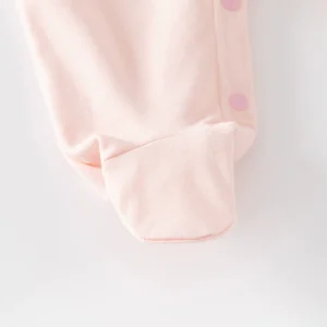 y800 - Pink Embroidered Bunny Baby Jumpsuit - 图片 3