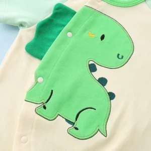 y804 - Green Dinosaur Short Sleeves Jumpsuit - Image 3