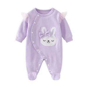 y802 - Long-sleeved Rabbit One-Piece Baby Romper - 图片 3